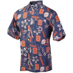 WES & WILLY Syracuse University Orange Men's Vintage Floral Shirt Size Large EUC
